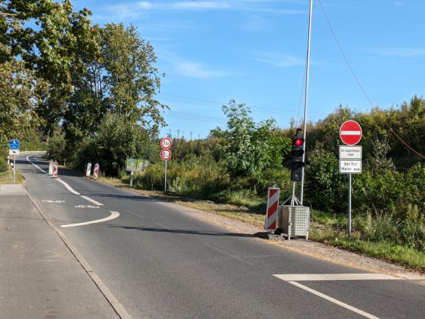 Südliche Einfahrt in die Versuchsstrecke der Ulzburger Landstraße in Quickborn